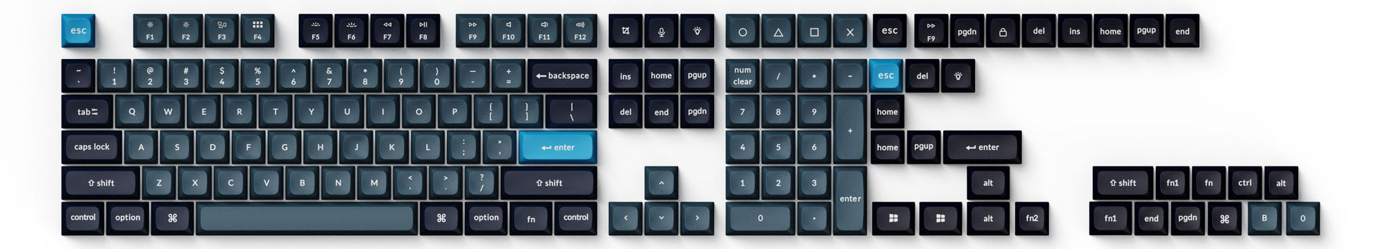 Double Shot KSA PBT Keycap Full Keycap Set - Dark Gray and Grayish Blue