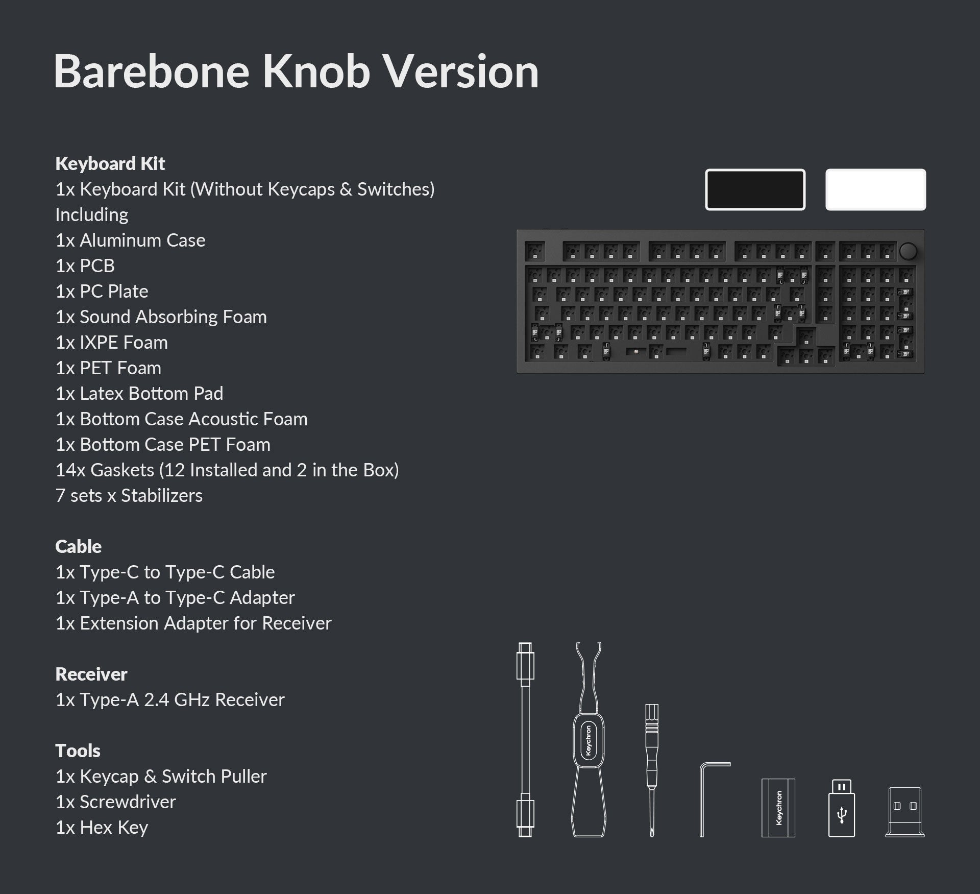 Package list of Keychron Q5 Max 96% Layout QMK/VIA Wireless Custom Mechanical Keyboard