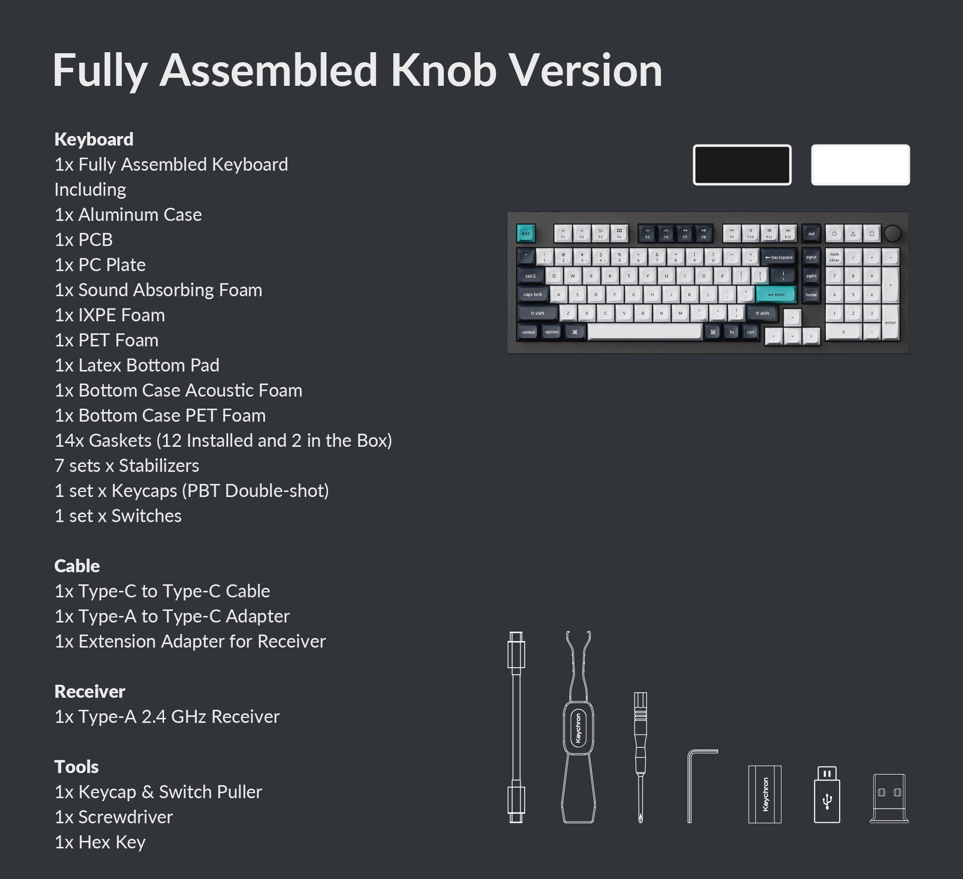 Package list of Keychron Q5 Max 96% Layout QMK/VIA Wireless Custom Mechanical Keyboard