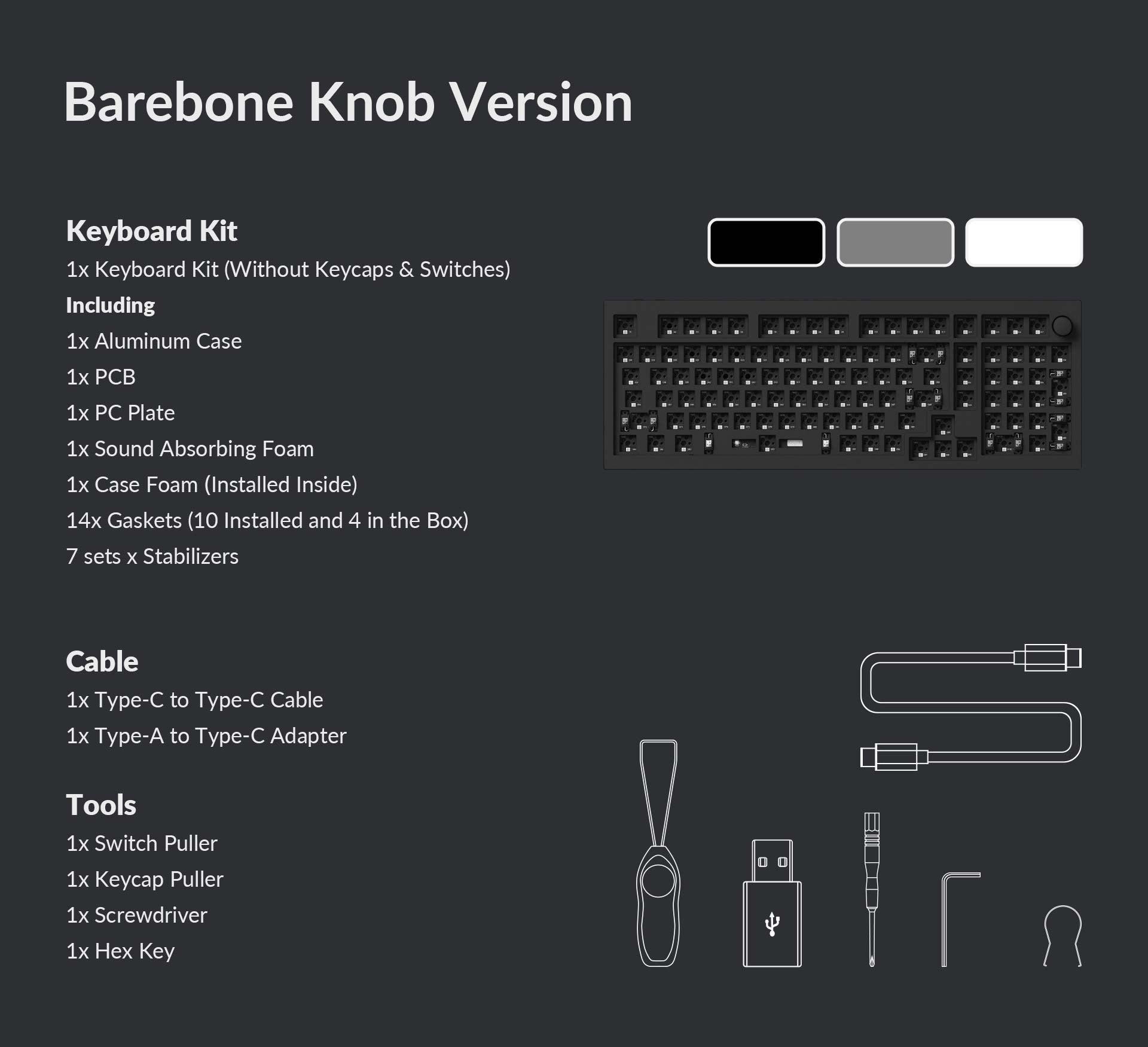 Package list of Keychron Q5 Pro barebone knob version