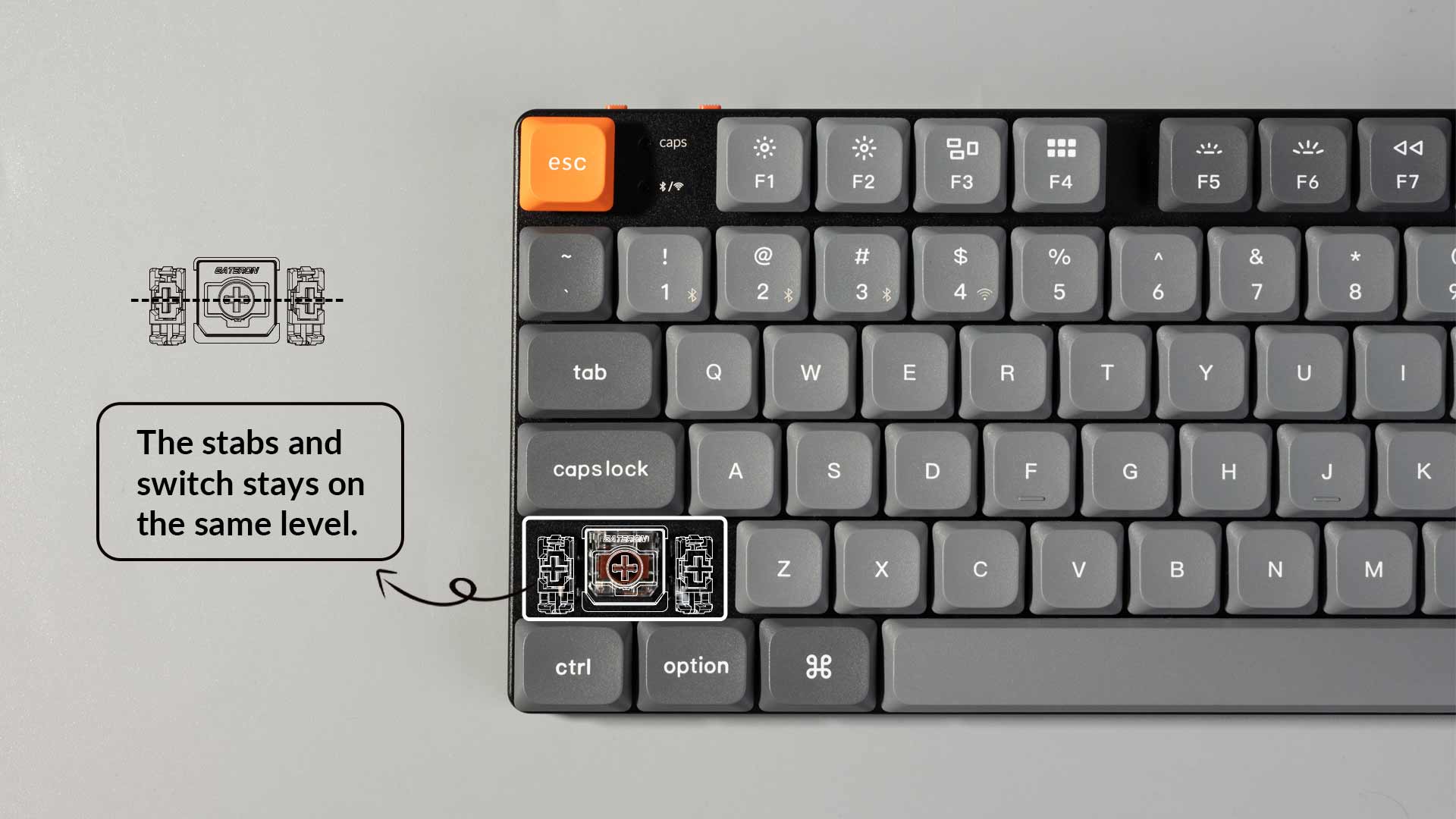 Keychron K1 Max Wireless Mechanical Keyboard with redesigned stabilizers